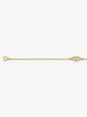 14K Gold Evil Eye Center Bracelet | Paperclip Chain Protection Gift